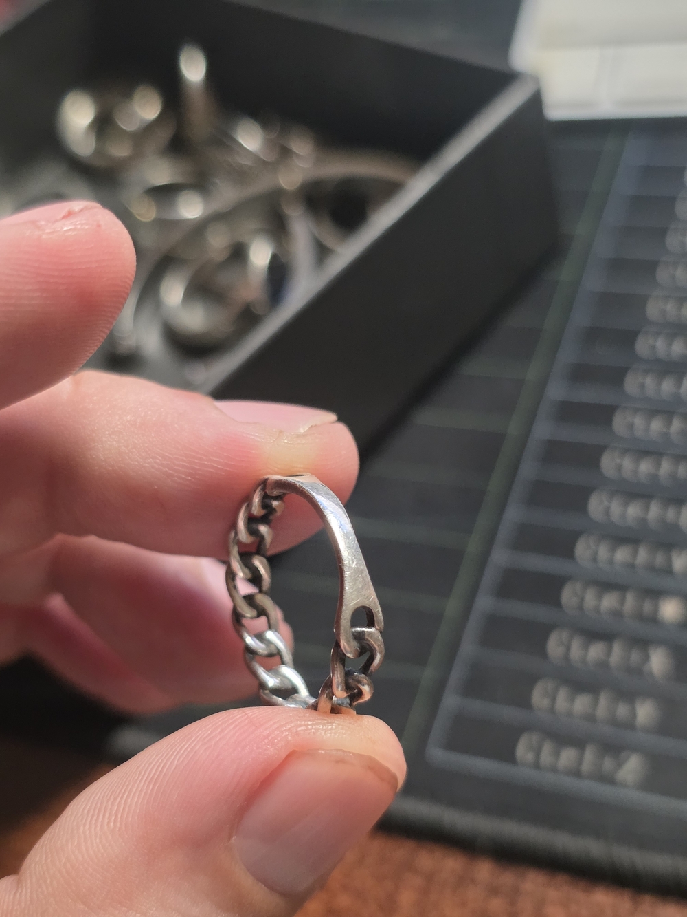 Sterling Silver Link Ring with Cuban Accent